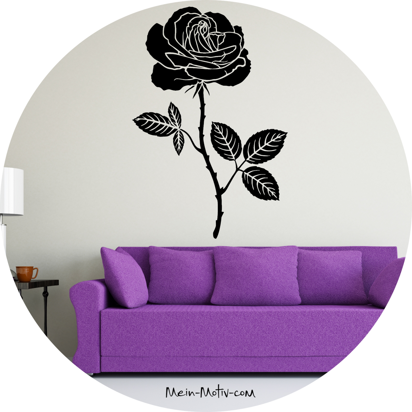 Wandtattoo Schwarze Rose mit Dornen