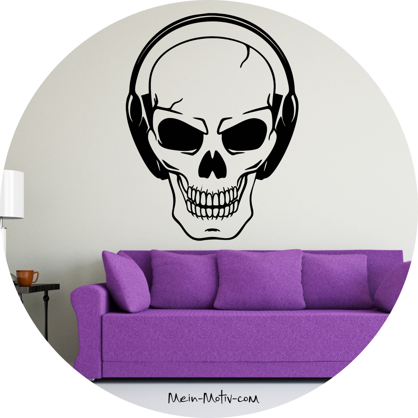Wandtattoo Totenkopf mit Kopfhörer