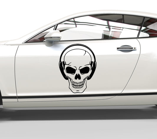 Autoaufkleber Totenkopf mit Kopfhörer