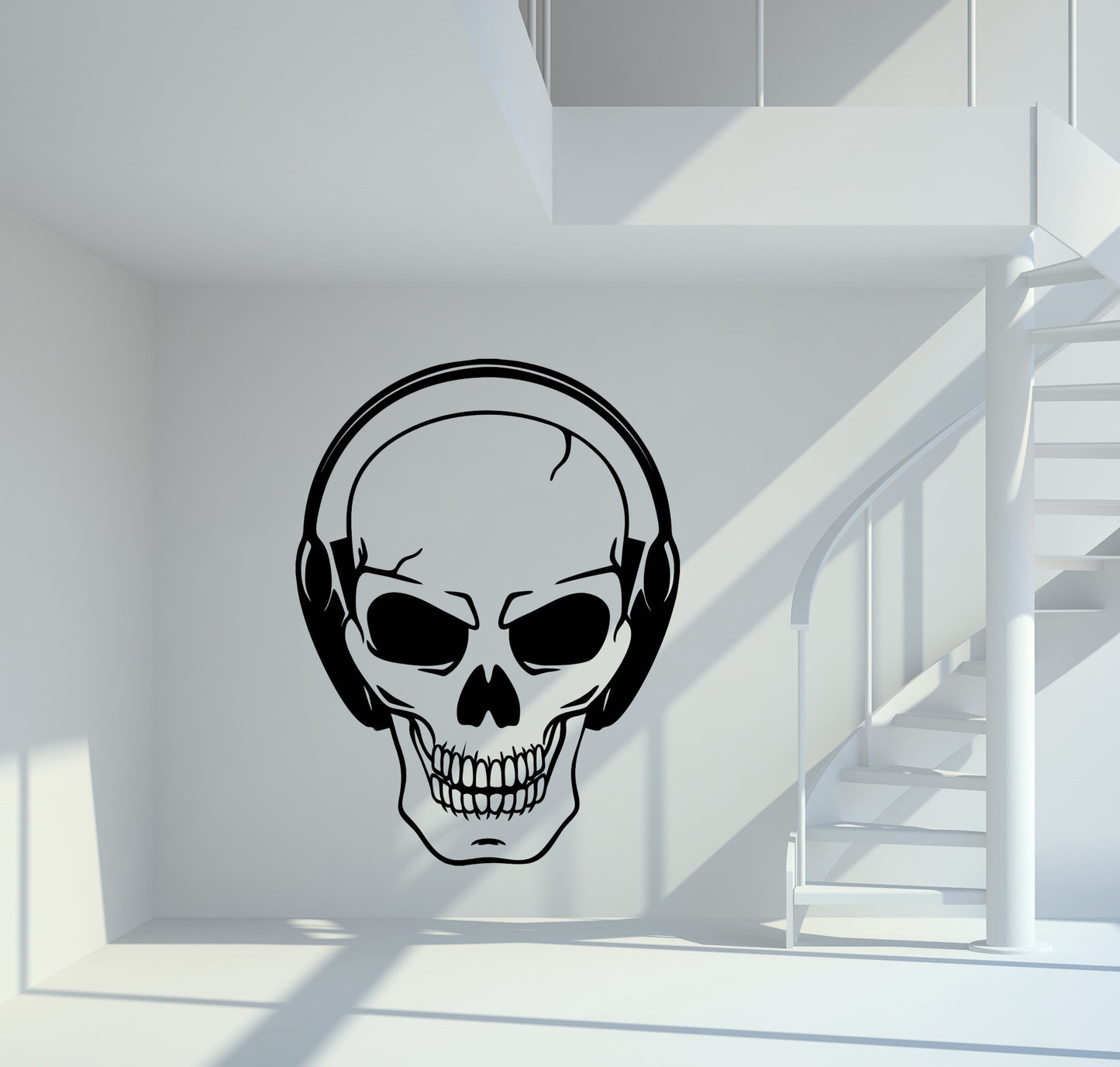 Wandtattoo Totenkopf mit Kopfhörer