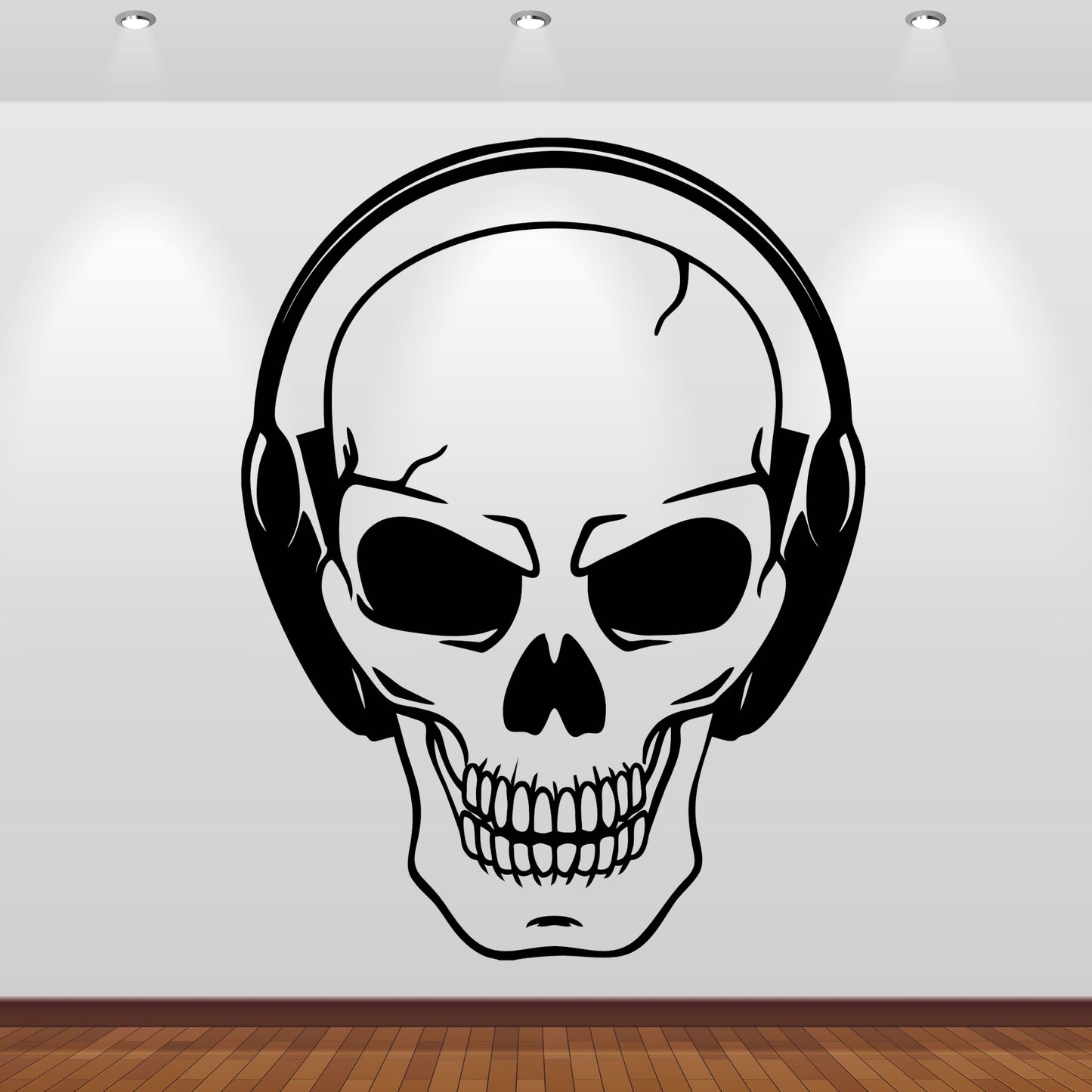 Wandtattoo Totenkopf mit Kopfhörer