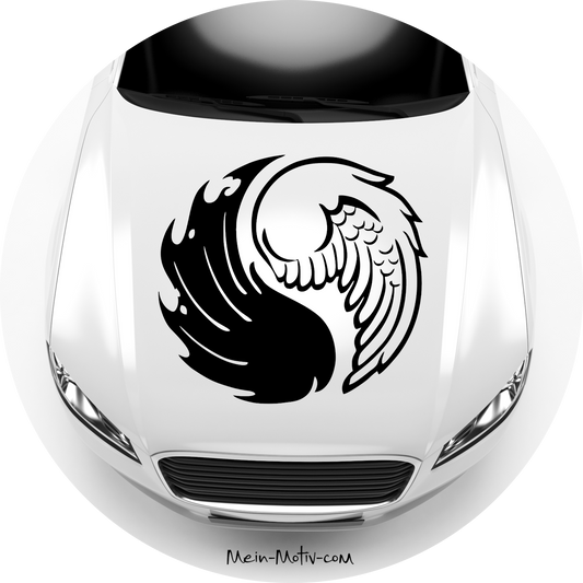 Autoaufkleber Yin & Yang Flügel