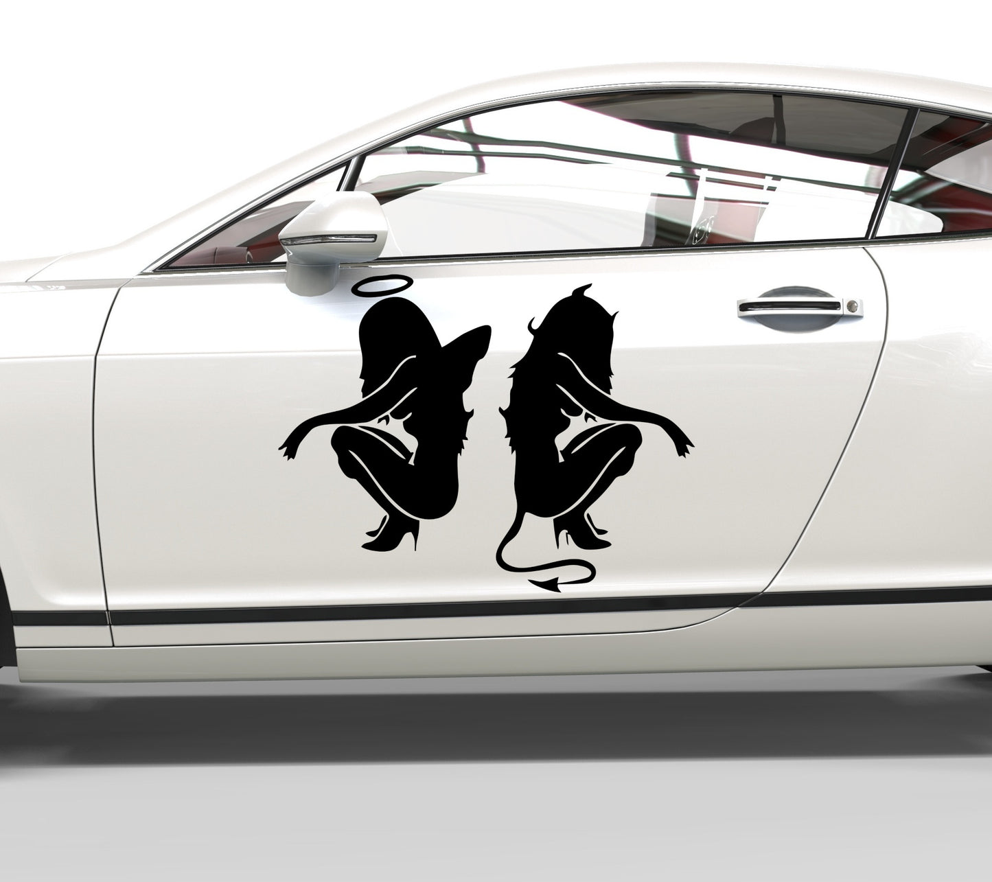 Autoaufkleber Sexy Teufel und Engel hockend