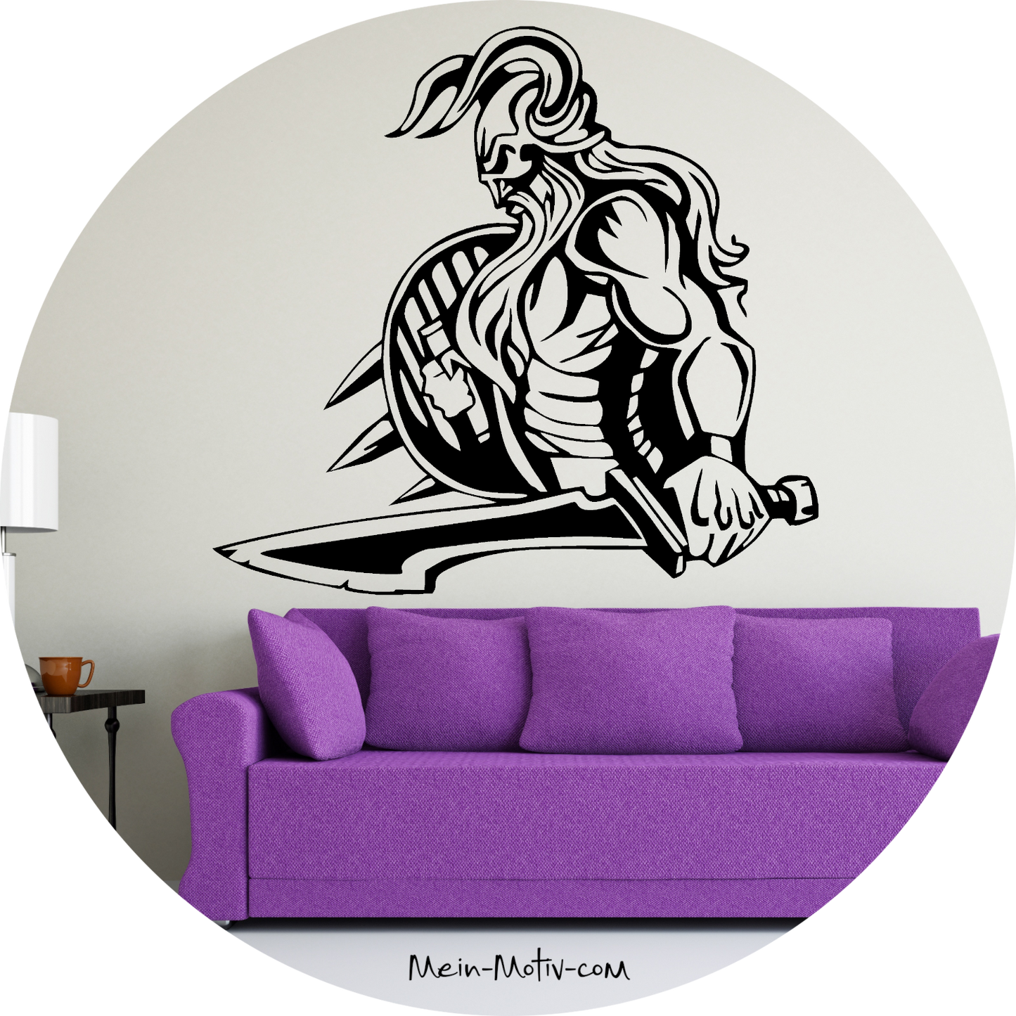 Wandtattoo Wikinger mit Schwert und Schild seitlich