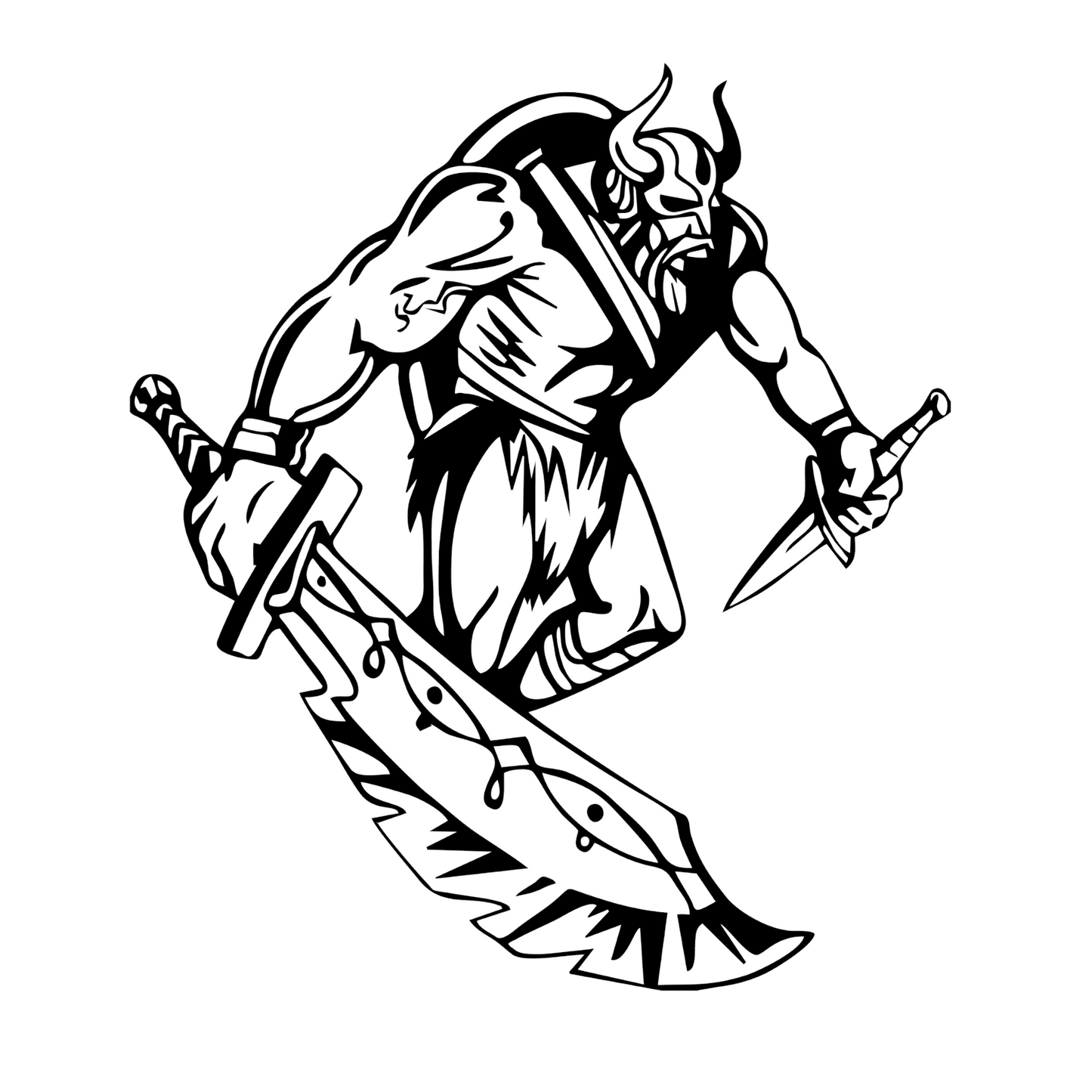 Wandtattoo Wikinger mit Schwert und Dolch