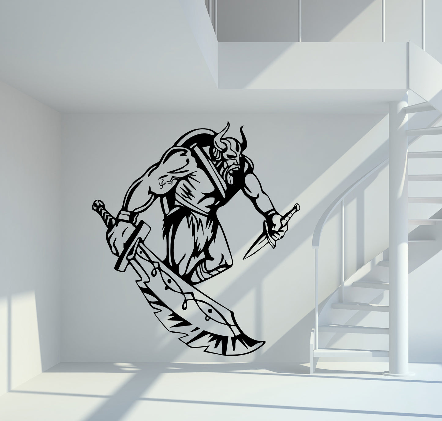 Wandtattoo Wikinger mit Schwert und Dolch