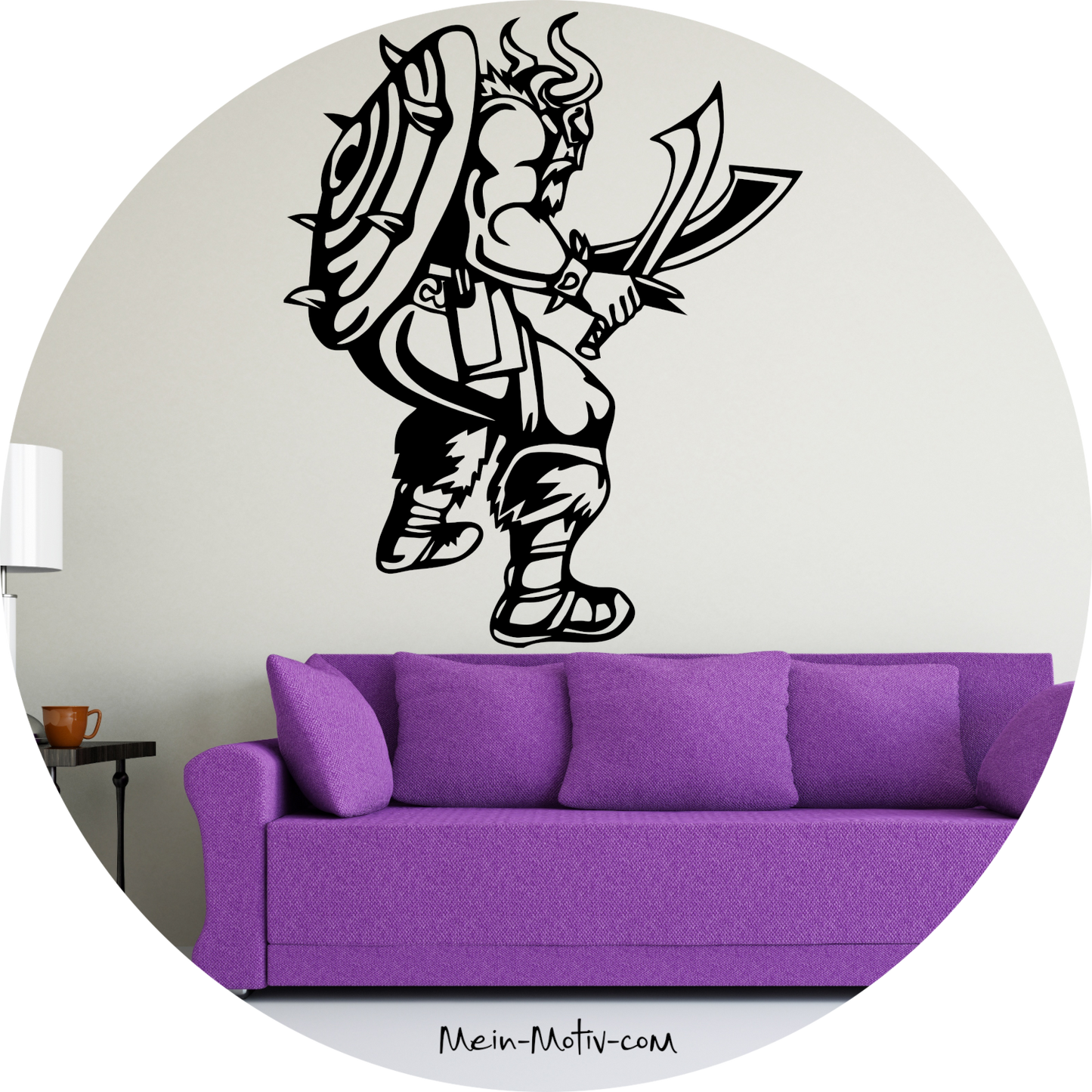 Wandtattoo Wikinger mit 2 Schwertern und Schild