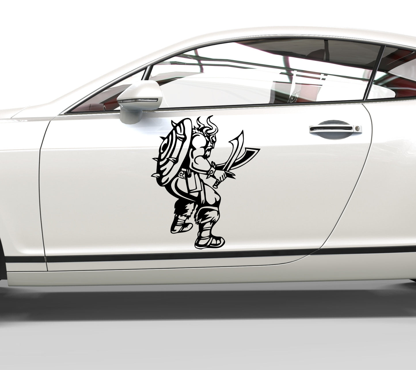 Autoaufkleber Wikinger mit 2 Schwertern und Schild