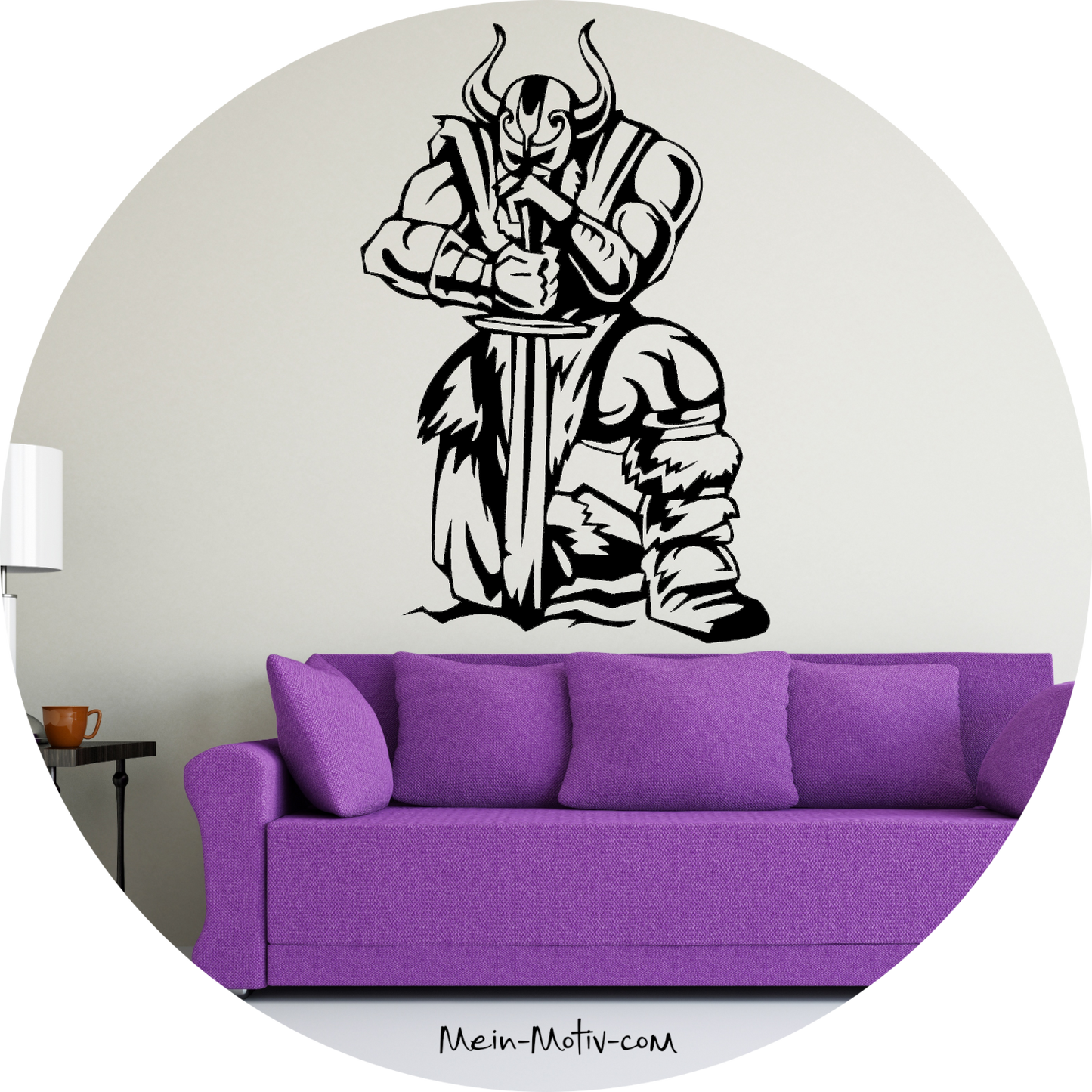 Wandtattoo Wikinger mit Schwert kniend