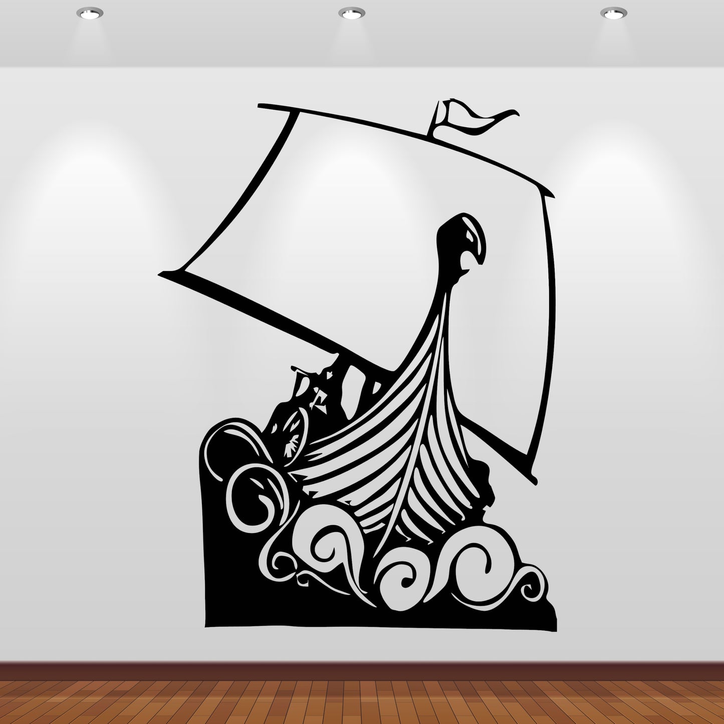 Wandtattoo Wikingerschiff mit Wellen