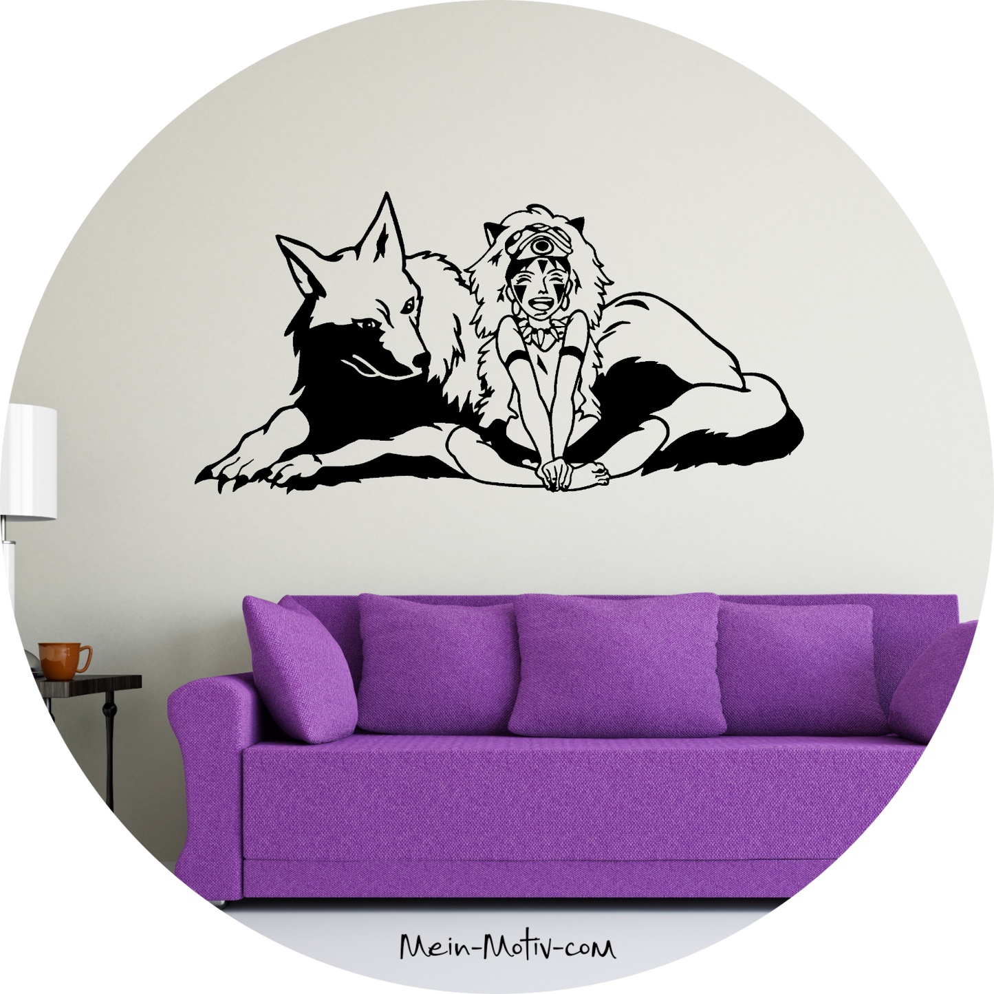 Wandtattoo Prinzessin Mononoke mit Moro