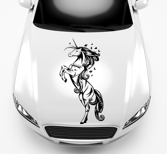 Autoaufkleber Einhorn mit Schmetterlingen