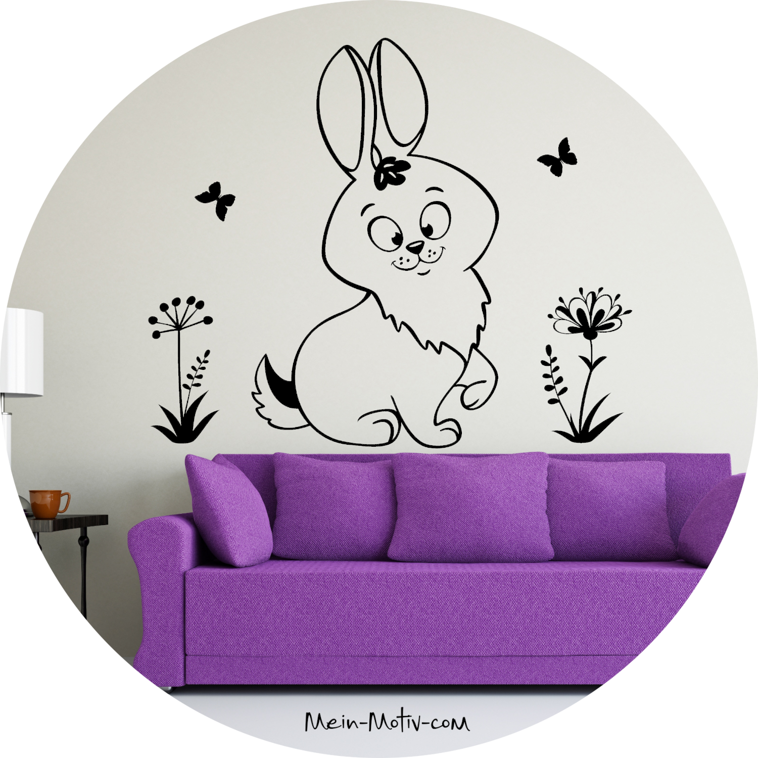 Wandtattoo Hase mit Blumen