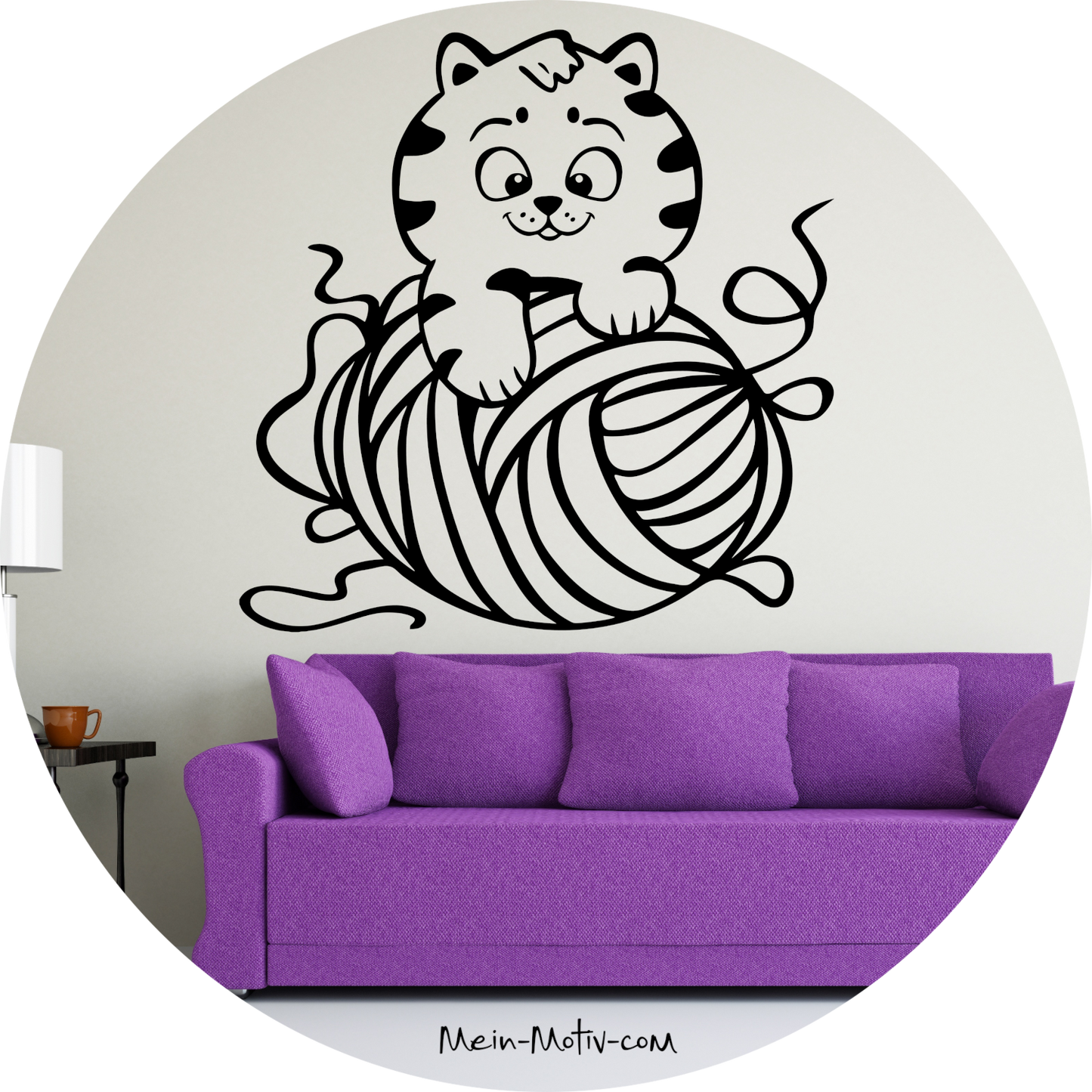 Wandtattoo Katzenbaby mit Wollknäuel