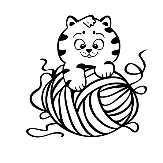 Autoaufkleber Katzenbaby mit Wollknäuel