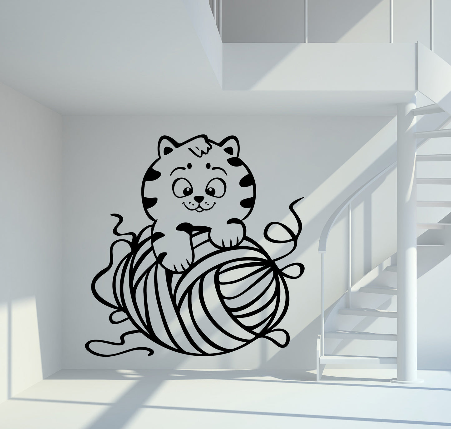Wandtattoo Katzenbaby mit Wollknäuel