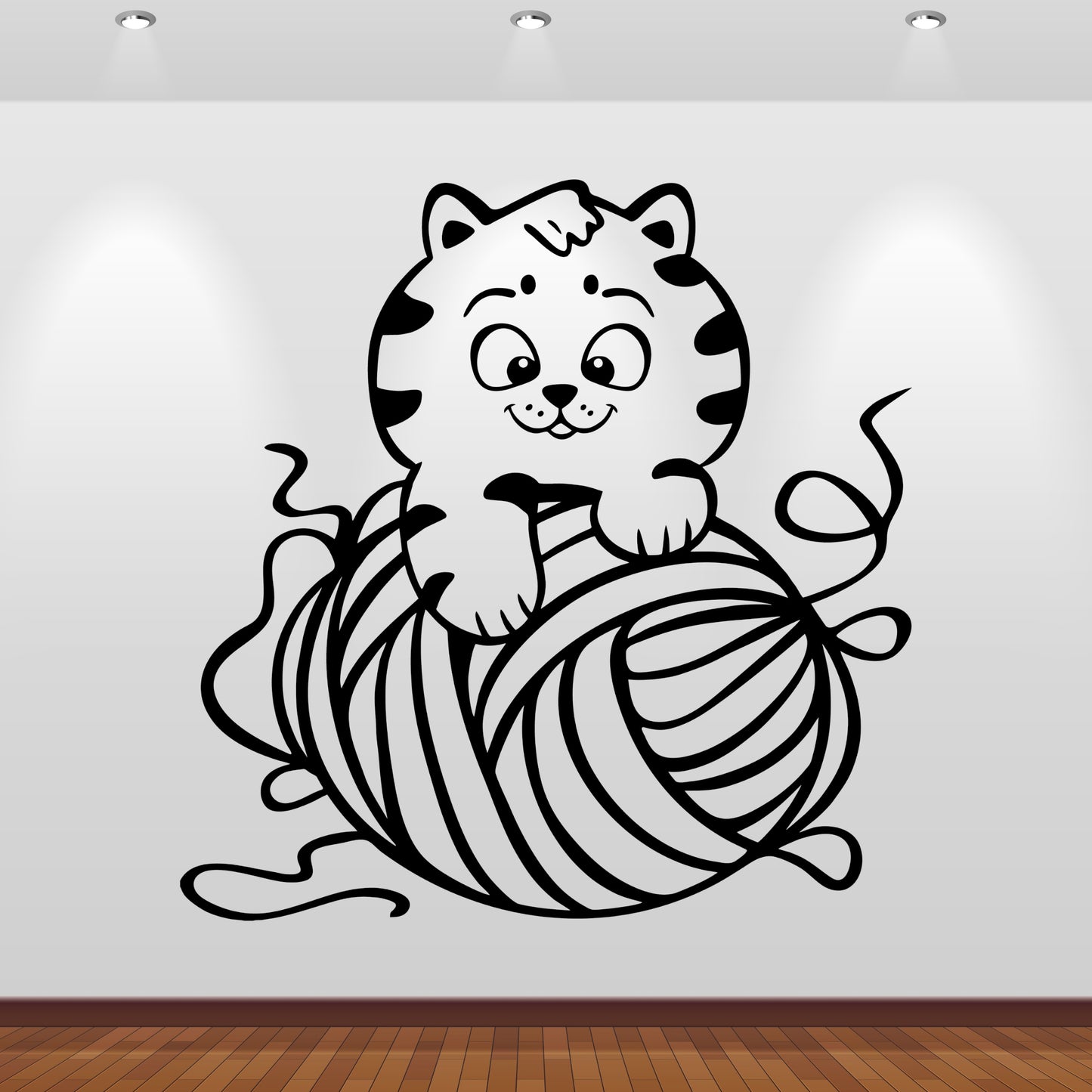 Wandtattoo Katzenbaby mit Wollknäuel