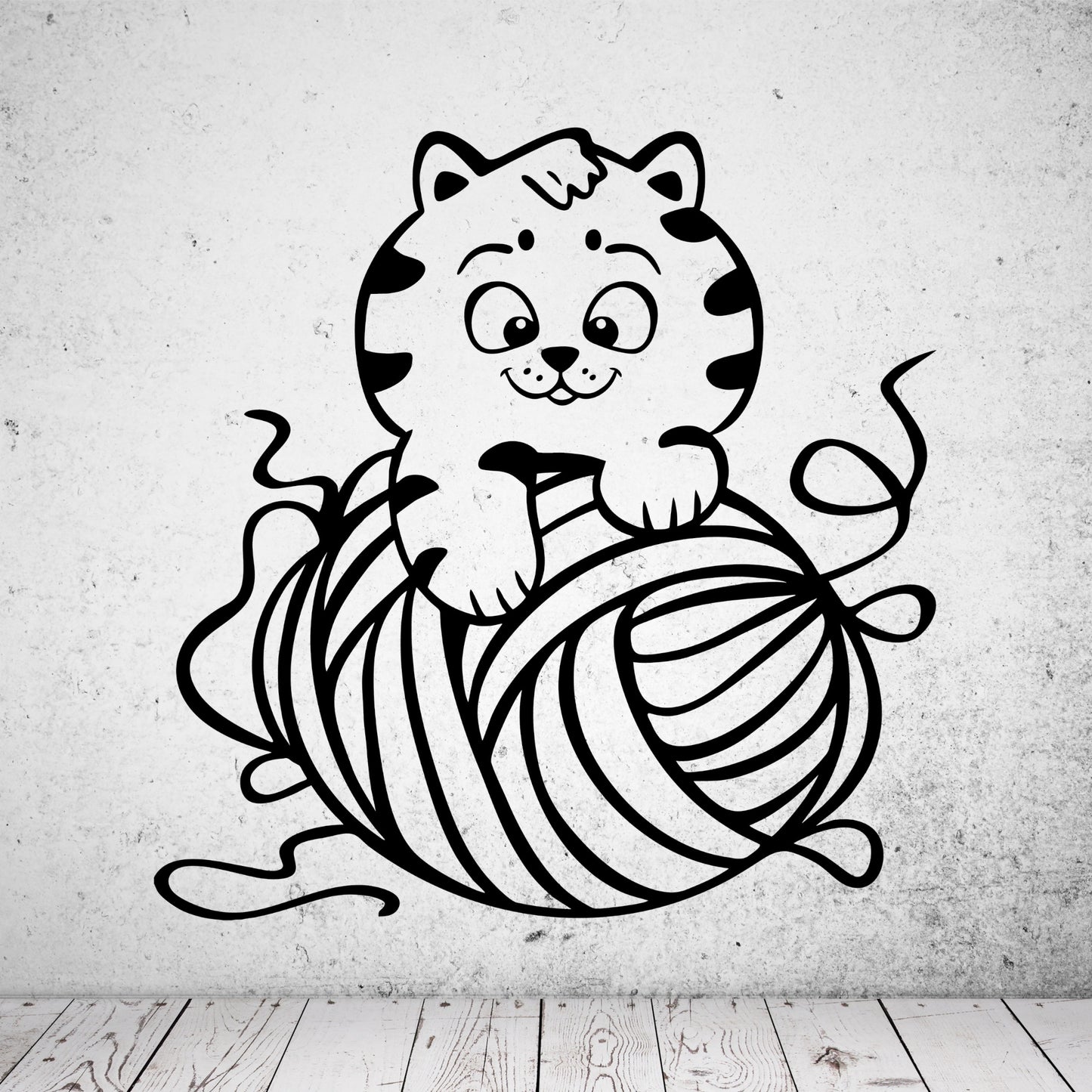 Wandtattoo Katzenbaby mit Wollknäuel