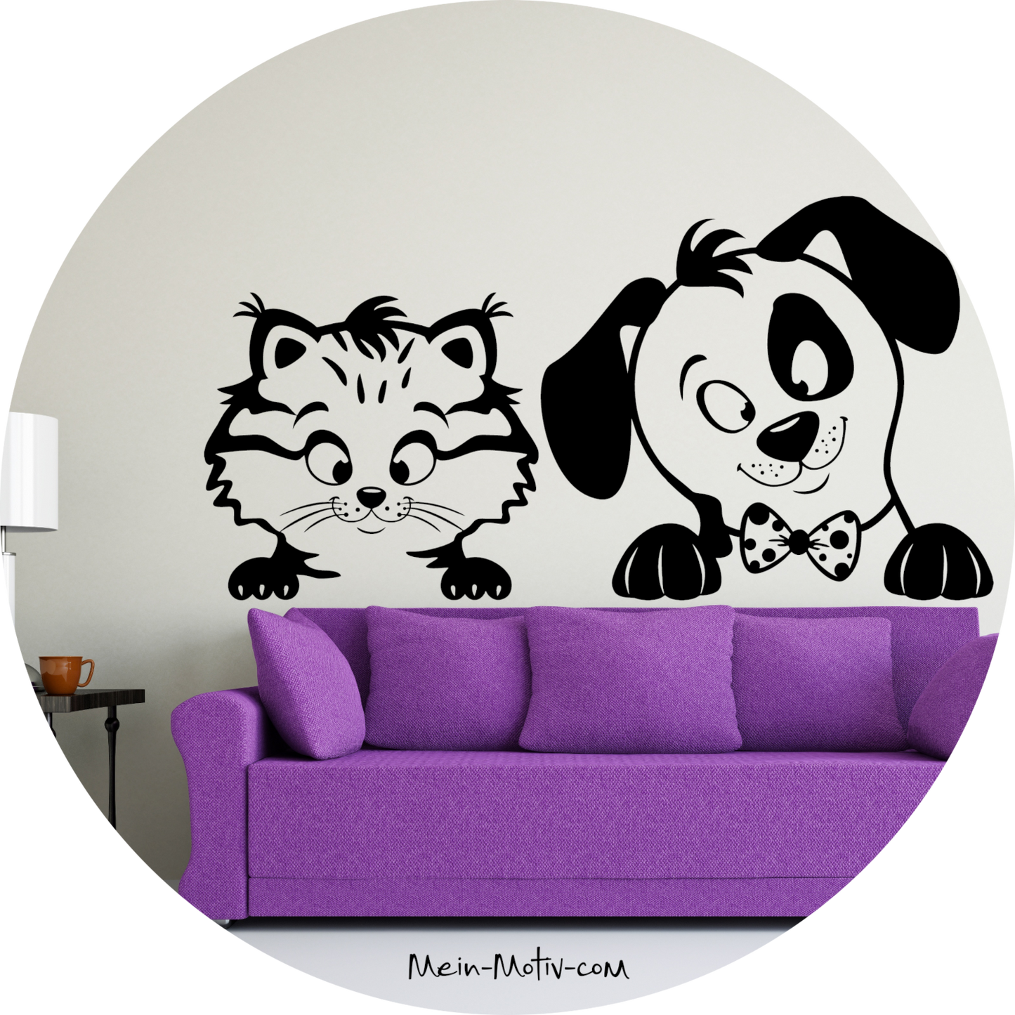 Wandtattoo Hund und Katze