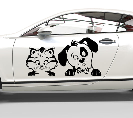 Autoaufkleber Hund und Katze