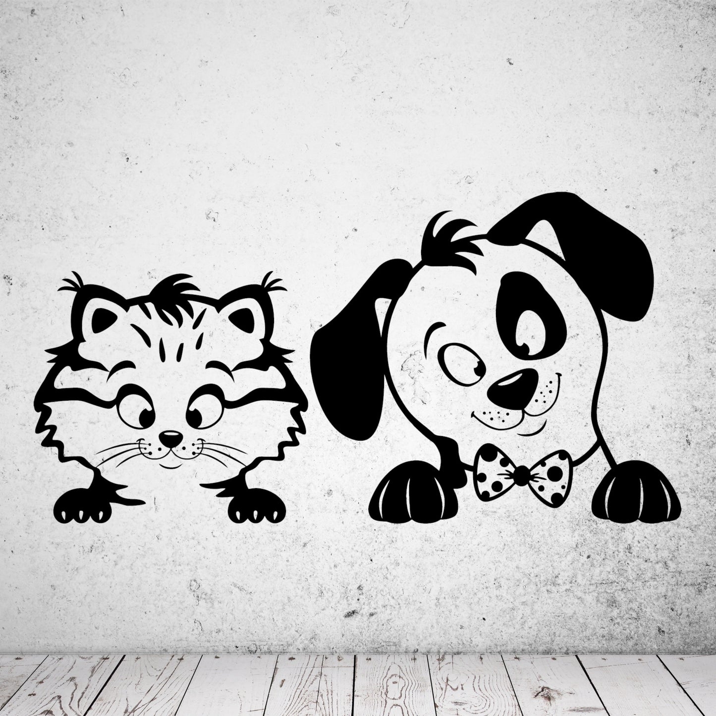 Wandtattoo Hund und Katze