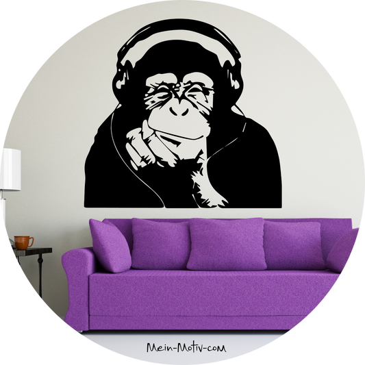 Wandtattoo Bansky Affe denkend