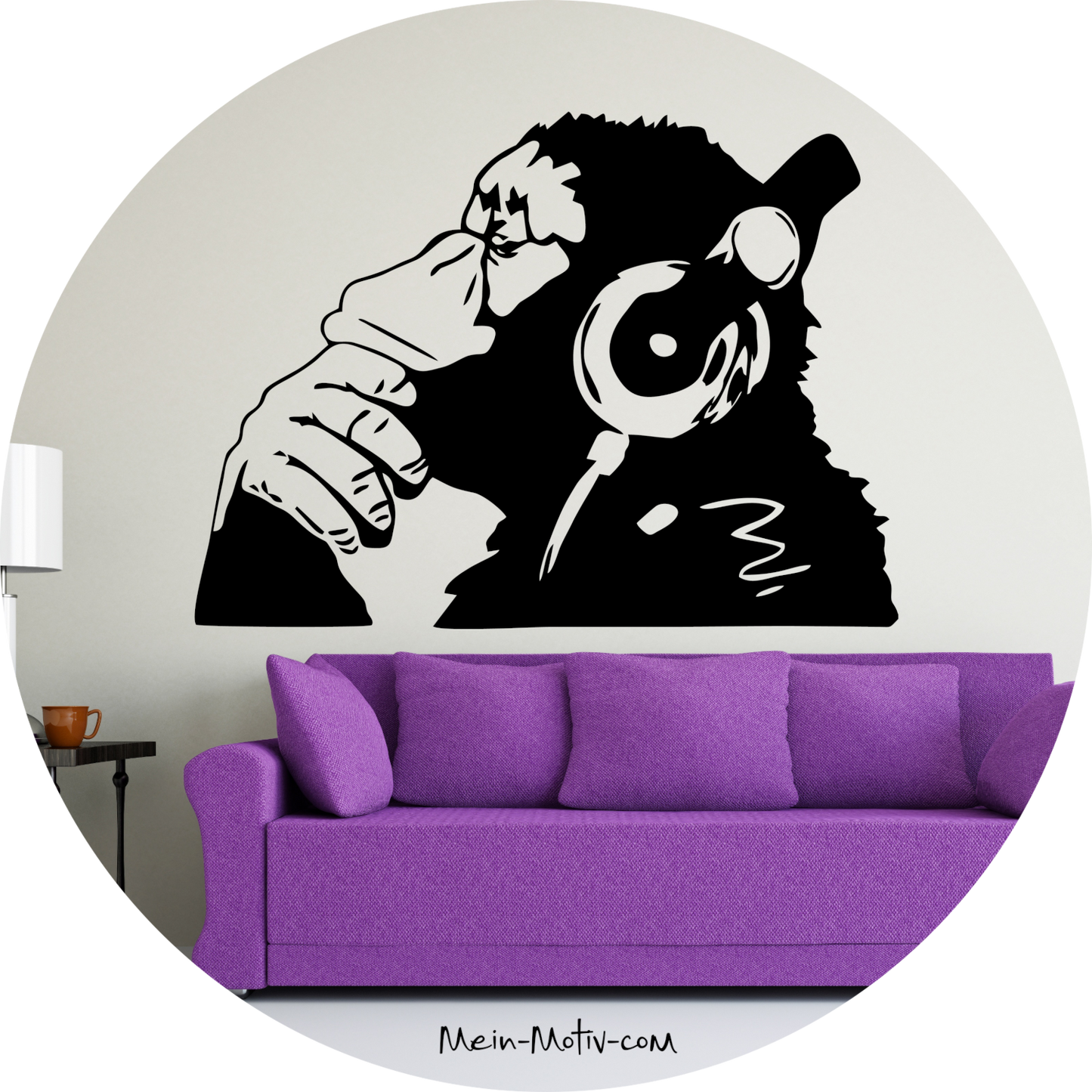 Wandtattoo Bansky Affe mit Kopfhörer