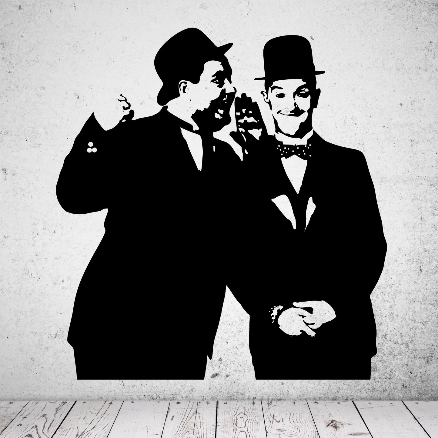 Wandtattoo Dick und Doof, schwarz matt