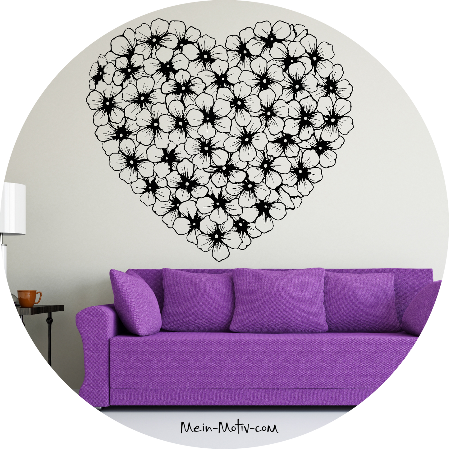Wandtattoo Herz Blumen