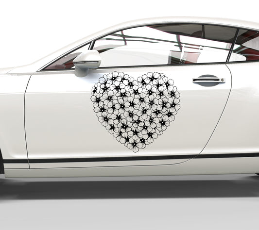 Autoaufkleber Herz Blumen