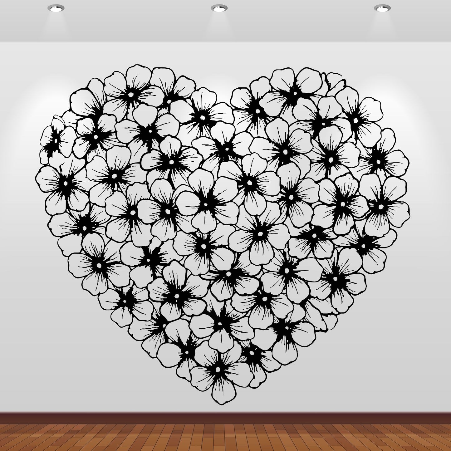 Wandtattoo Herz Blumen
