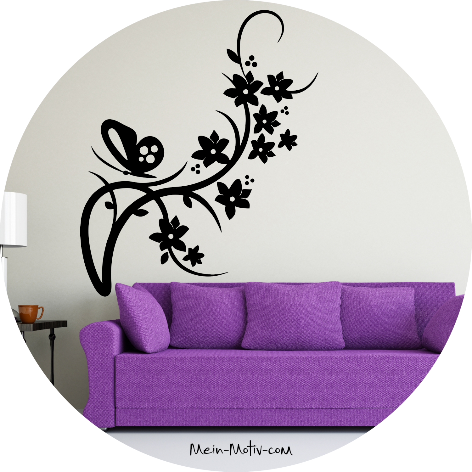 Wandtattoo Schmetterling mit Blumen