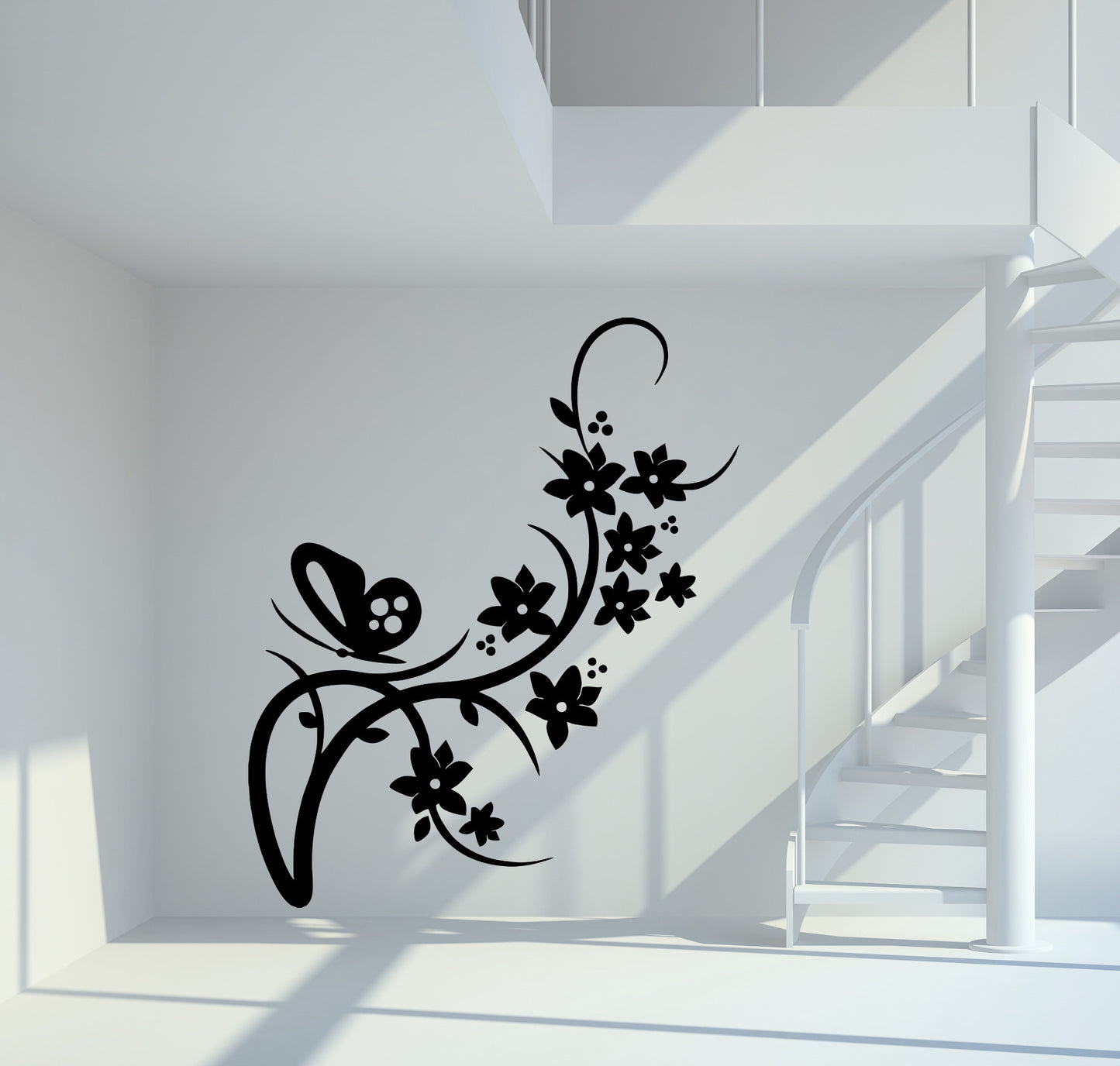 Wandtattoo Schmetterling mit Blumen