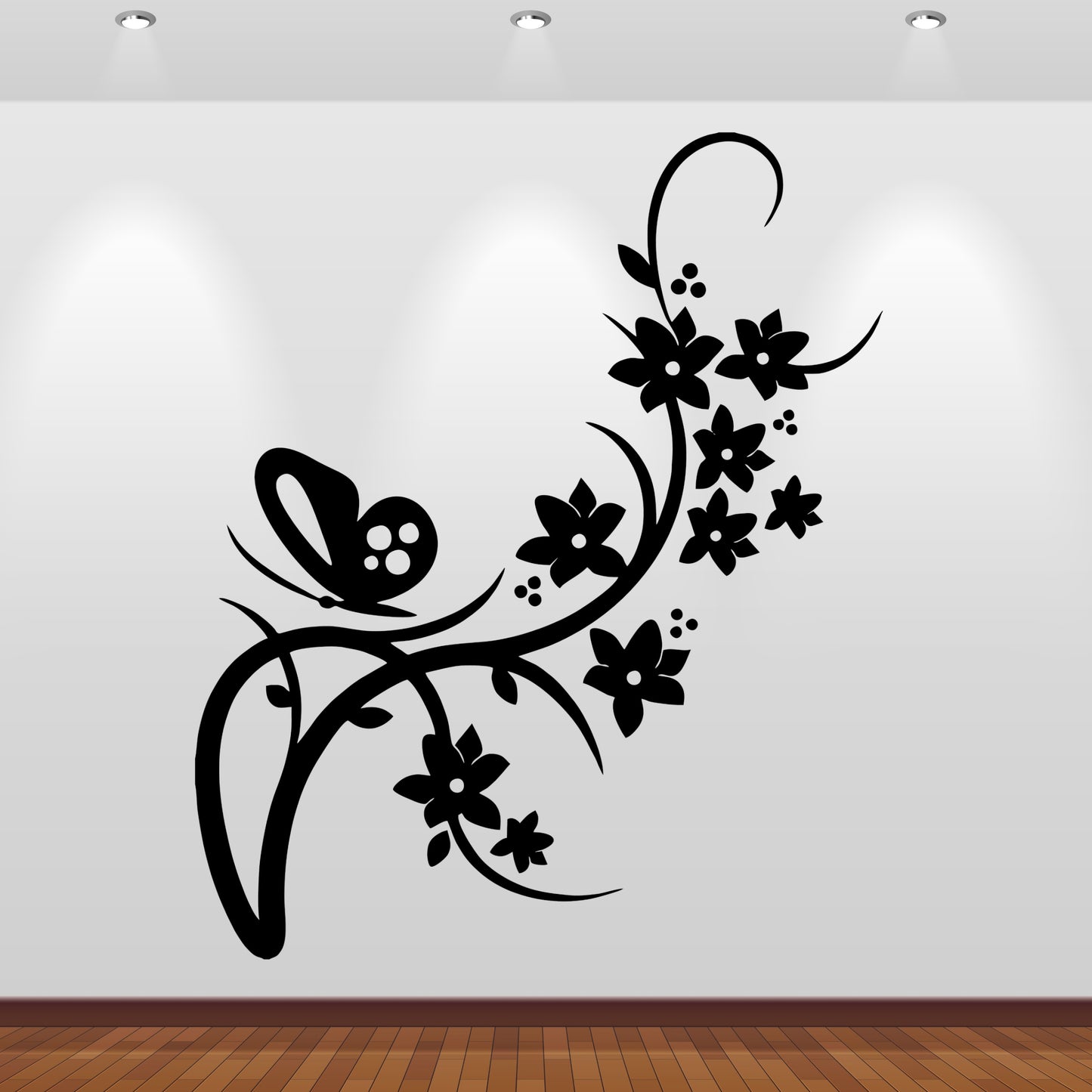Wandtattoo Schmetterling mit Blumen