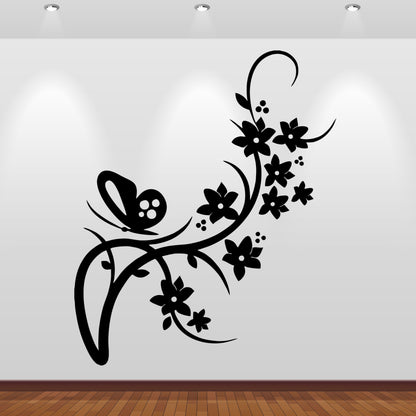 Wandtattoo Schmetterling mit Blumen