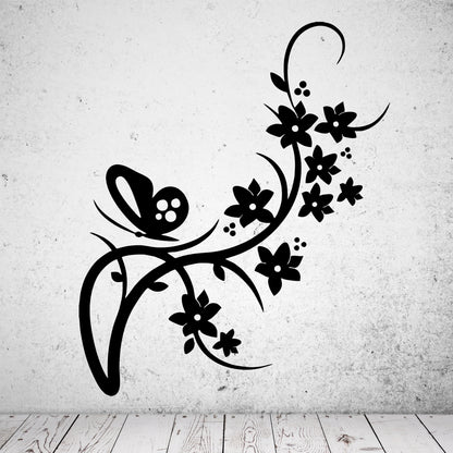 Wandtattoo Schmetterling mit Blumen