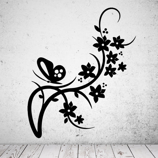 Wandtattoo Schmetterling mit Blumen