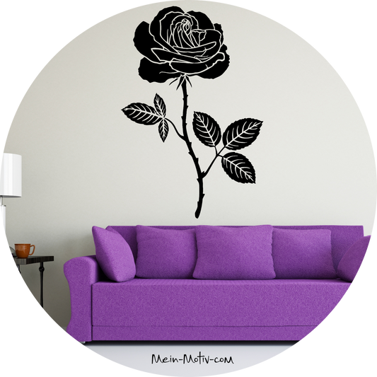 Wandtattoo Schwarze Rose mit Dornen