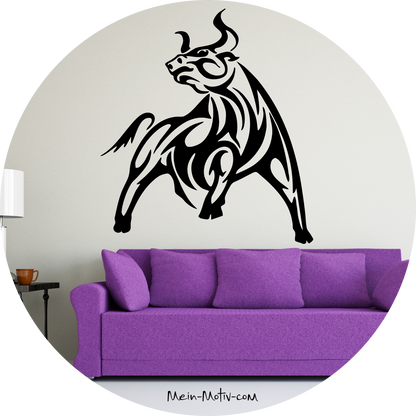 Wandtattoo Stier Tribal