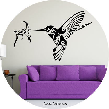 Wandtattoo Kolibri mit Blume