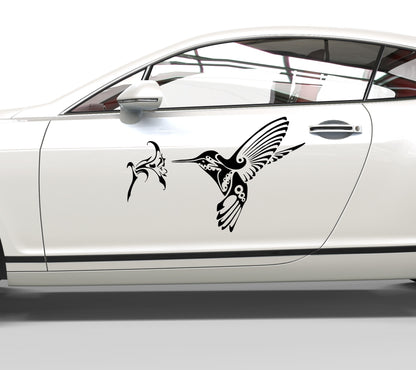 Autoaufkleber Kolibri mit Blume