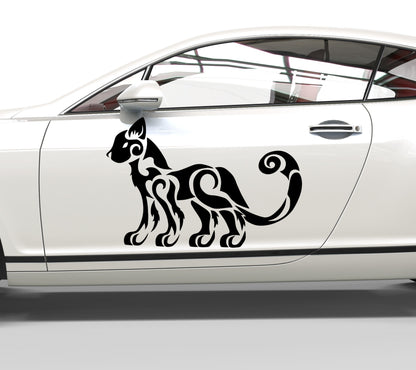Autoaufkleber Tribal Katze