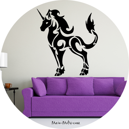 Wandtattoo Einhorn Tribal