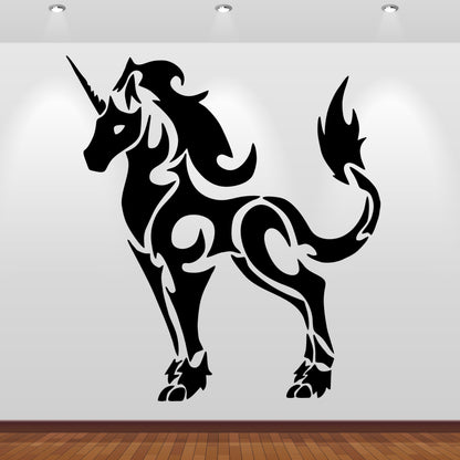 Wandtattoo Einhorn Tribal