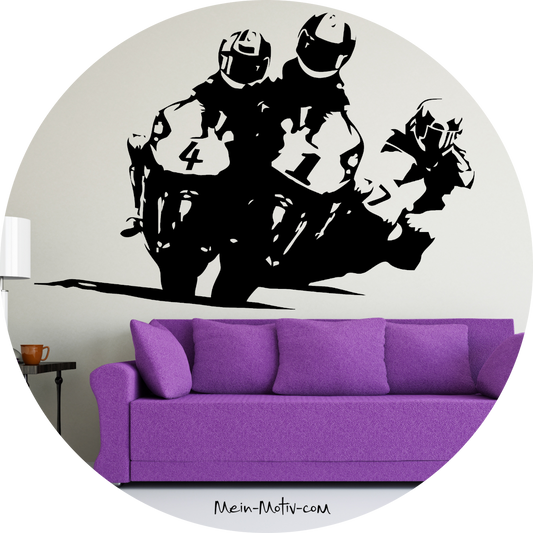 Wandtattoo Motorradrennen