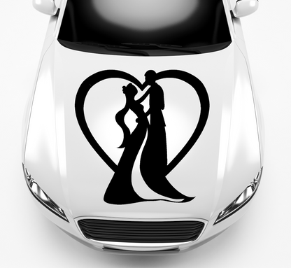 Autoaufkleber Hochzeit mit Herz