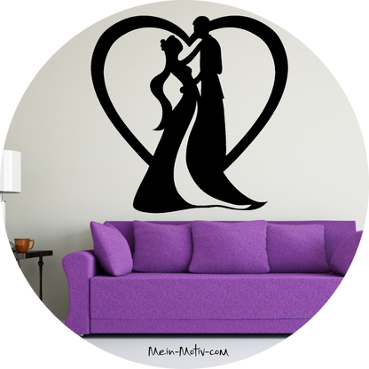 Wandtattoo Hochzeit mit Herz