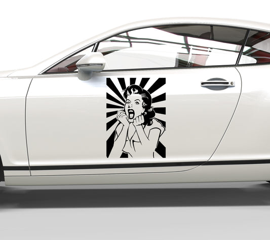 Autoaufkleber Shocked Woman