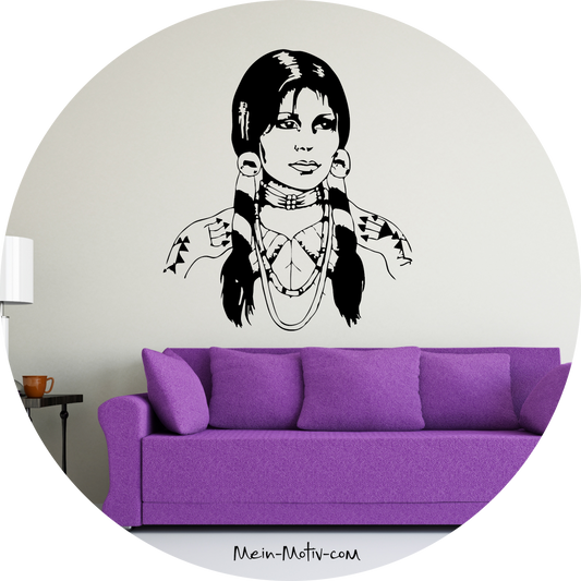 Wandtattoo Indianerfrau Squaw