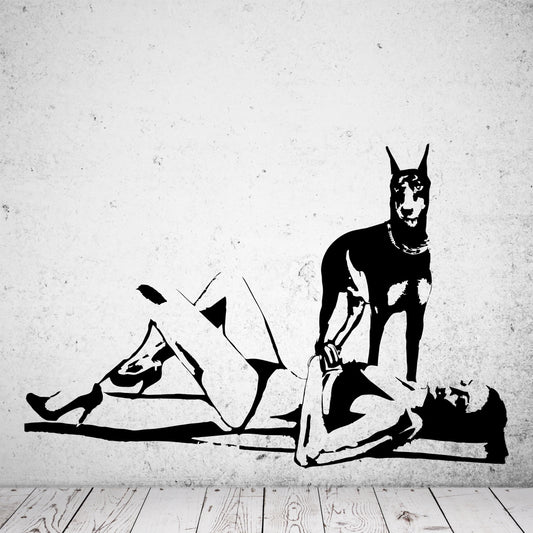 Wandtattoo Strandbild - Dobermann